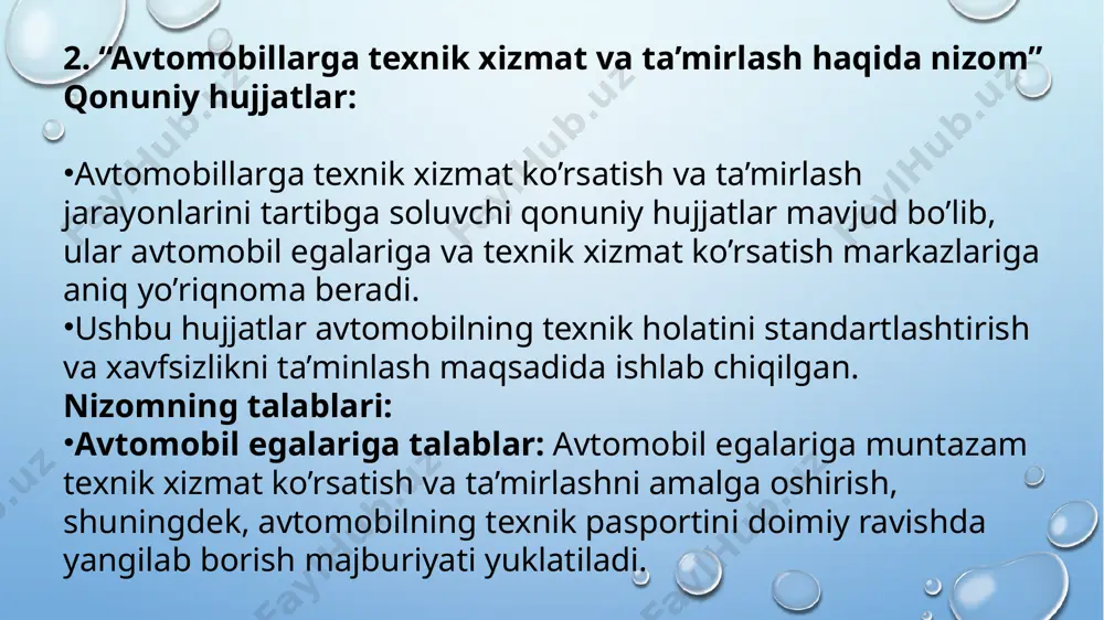 avtomobillarga texnik xizmat ko‘rsatish va ta’mirlash tizimi - Page 5