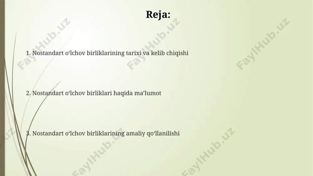 am norasmiy tarzda ishlatiladi, lekin xalqaro standartlarga mos kelmaydi. o'zbekiston hududida ham tarixan turli xil nostandart don o'lchovlari (masalan, 100 kg ga teng bo'lgan "botmon") mavjud bo'lib, ular hozirgi zamon o'lchov tizimiga o'tkazish jarayonida asta-sekin yo'qolib bormoqda. tarixiy nostandart o'lchov birliklari qadimgi misrda, taxminan 3000 yil avval, "qadam" deb nomlangan uzunlik o'lchovi qo'llanilgan bo'lib, bu o'rtacha odamning qadam uzunligiga teng edi (taxminan 0,75 metr) va bu o'lchov yer maydonlarini o'lchashda ishlatilgan. 18-asrda, samarqand shahri atrofida g'alla miqdorini o'lchash uchun "cho'pon" deb nomlangan birlik qo'llanilgan. bir "cho'pon" taxminan 10-12 kg bug'doyga teng edi va bu miqdor o'sha davrning iqtisodiy sharoitlari bilan bog'liq edi. o'rta asrlardagi buxoro amirligida, paxta matolarining uzunligini o'lchash uchun "qo'l" (taxminan 30 sm) va "arshin" (taxminan 70 sm) kabi o'lchov birliklari keng qo'llanilgan. bu birliklarning uzunligi mintaqalarga qarab biroz farq qilar edi. zamonaviy dunyoda nostandart o'lchov birliklarining o'rni nostandart o'lchov birliklarining aniqligi pastligi tufayli, xalqaro savdo va texnologiya …