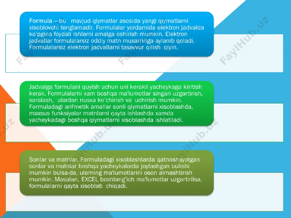 ms excel dasturida formula va funktsiyalar bilan ishlash - Page 2