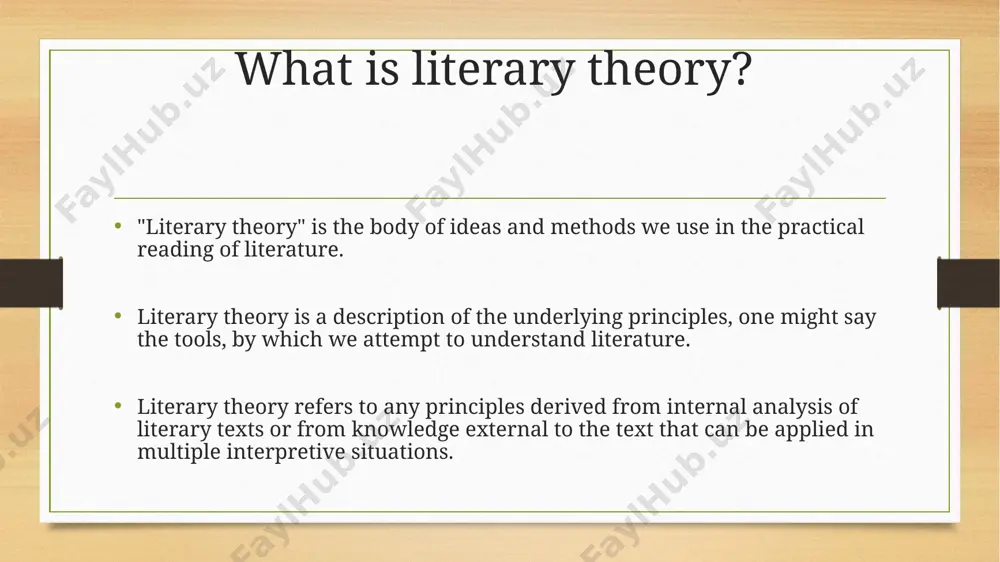 20’s and 1930’s key terms: intentional fallacy - equating the meaning of a poem with the author's intentions. affective fallacy - confusing the meaning of a text with how it makes the reader feel. a reader's emotional response to a text generally does not produce a reliable interpretation. heresy of paraphrase - assuming that an interpretation of a literary work could consist of a detailed summary or paraphrase. close reading "a close and detailed analysis of the text itself to arrive at an interpretation without referring to historical, authorial, or cultural concerns" (bressler) advantages and disadvantages advantages - do not have to know the author’s background -do not have to be familiar with historical context -can analyze language and imagery… disadvantages -text seen in isolation -cannot account for allusions -ignores context of work -reduces literature to a series of rhetorical devices structuralism (1950s) in sociology, anthropology, and linguistics, structuralism is …