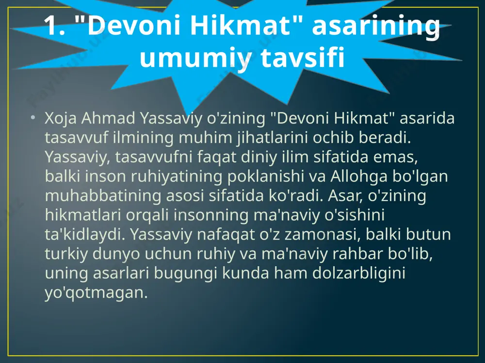 devoni hikmat asarini o'qish, hikmatlarni tahlil qilish va poetik xususiyatlarni aniqlash - Page 5