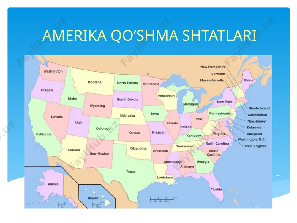 ‘li hududlari mineral resurslariga boy. mamlakatning eng yirik daryolari – missisipi, missuri, rio-grande, kolorado, kolumbiya xisoblanadi: aqsh ko‘mir, neft, tabiiy gaz, temir, turli rangli metallar rudalari, mineral tuzlarning yirik zaxiralariga ega. ayniqsa, mamlakatning g‘arbiy tog‘li hududlari mineral resurslariga boy. ammo aqshda sanoat ishlab chiqarishining hajmi yirikligi tufayli mamlakat mineral xomashyoning ko‘p turlarini import qiladi. kontinental shtatlarning hududi, asosan, mo‘tadil va subtropik, alyaskaning katta qismi subarktika va arktika, florida yarimoroli hamda gavayi orollari esa tropik iqlim mintaqasida joylashgan. meksika ko‘rfaziga tutash hududlarda tropik dovullar (tornado) ko‘p sodir bo‘ladi. aqsh suv va gidroenergetika resurslariga boy. aholisi aqshning tub joy aholisi amerikalik hindular hisoblanadi. lekin hozirgi davrda hindular mamlakat aholisining juda kam qismini tashkil etadi. amerikaliklar tarkibida yevropa mamlakatlaridan turli davrlarda ko‘chib kelganlarning avlodlari ko‘pchilikni tashkil qiladi. shu bilan birga, aqsh aholisi tarkibida lotin amerikasi mamlakatlari (ayniqsa, meksika) dan ko‘chib kelganlar, qoratanlilar, mulatlar va boshqa irqiy guruhlarning ulushi ancha yuqori hamda borgan sari …