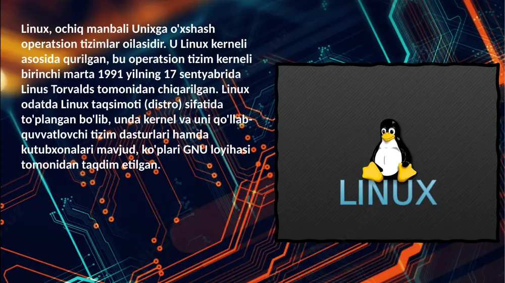 atgina ma'lum otlar bilan mos keladi. xavfsizlik: xavfsizlik xususiyatlari va yangilanishlarni doimiy taqdim etuvchi ot tanlash kerak. hardware kompatibilligi: sizning kompyuteringiz yoki qurilma parametrlariga mos keladigan ot tanlash talab qilinadi. foydalash qulayligi: sizga qulay bo'lgan va intuitsion interfeysga ega ot tanlash muhimdir. texnik ko'mak va jamoa: keng va faol foydalanuvchi hamjamiyati va texnik yordamga kirish mumkinligi. litsenziya soliq va boshlang'ich narx: ba'zi otlar, masalan linux, bepul taqdim etiladi, boshqalari esa litsenziya uchun to'lov talab qiladi. image1.jpeg image2.jpeg image3.jpeg image4.png image5.jpeg /docprops/thumbnail.jpeg