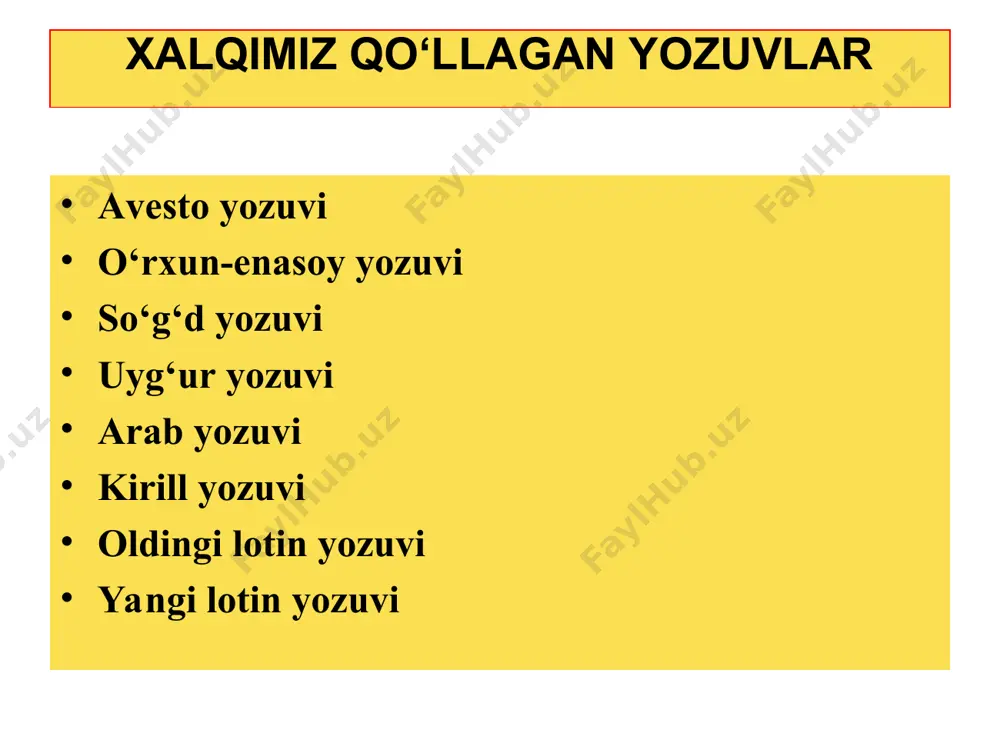 o‘rtasida keladigan n undoshi talaffuzda o‘zidan keyingi undoshlarga moslashib shamba, mamba, sumbul aylamma tarzida aytiladi biroq asliga ko‘ra yoziladi; tarixiy - an’anaviy yozuv so‘zlarning hozirgi talaffuzi va yozuv shaklidan qat’i nazar, tarixiy - an’anaviy me’yoriga amal qilgan holda yozish qoidasidir. bu yozuv qoidasi ko‘proq zamonaviy shoir va yozuvchilarning asarlarida turli so‘z va affikslarning tarixiy shaklda ishlatilishi jarayonida ko‘zga tashlanadi: 1) buyruq - istak maylining -gin shakli - gil //g‘il tarzida keladi: ey, munaqqid, sen g‘azalni ko‘hna deb kamsitmagil (a.vohidov); 2) hozirgi adabiy tildagi maqsad ravishdoshining -gani shakli - gali // g‘ali // qali tarzda yoziladi: ko‘rgali keldingmi, yor, kuydurgali keldingmi, yor (qo‘shiqdan); 3) -mi so‘roq yuklamasining - mu tarixiy shakli qo‘llaniladi: sevgini tortib bulurmu toshu tarozi bilan (e.vohidov). xuddi shuningdek, tarixiy - an’anaviy yozuv qoidalarini -gin //gil (borgin - borgil), - dan //din (jondan - jondin), ar // ur (kelar - kelur) kabi affikslar, nima //ne, u //ul kabi olmosh …