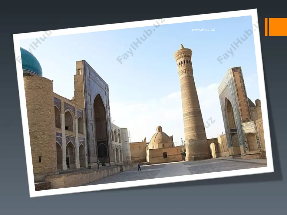 mmissars) – was presided over by faizullah khojaev. www.arxiv.uz www.arxiv.uz the bukharan people's soviet republic existed from 1920 to 1925 when the city was integrated into the uzbek soviet socialist republic. fitzroy maclean, then a young diplomat in the british embassy in moscow, made a surreptitious visit to bokhara in 1938, sight-seeing and sleeping in parks. in his memoir eastern approaches, he judged it an "enchanted city" with buildings that rivalled "the finest architecture of the italian renaissance". in the latter half of the 20th century, the war in afghanistan and civil war in tajikistan brought dari and tajik-speaking refugees into bukhara and samarkand. after integrating themselves into the local tajik population, these cities face a movement for annexation into tajikistan with which the cities have no common border. www.arxiv.uz www.arxiv.uz transportation bukhara train station bukhara airport has regularly scheduled flights to cities in uzbekistan and russia. the m37 highway …