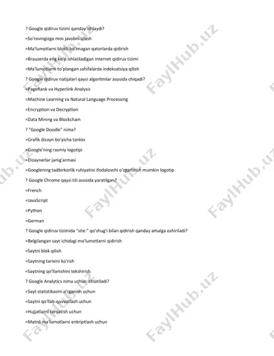 google qidiruv tizimi haqida ma'lumotlar — PDF