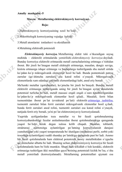 elektrokimyoviy korroziya — DOCX