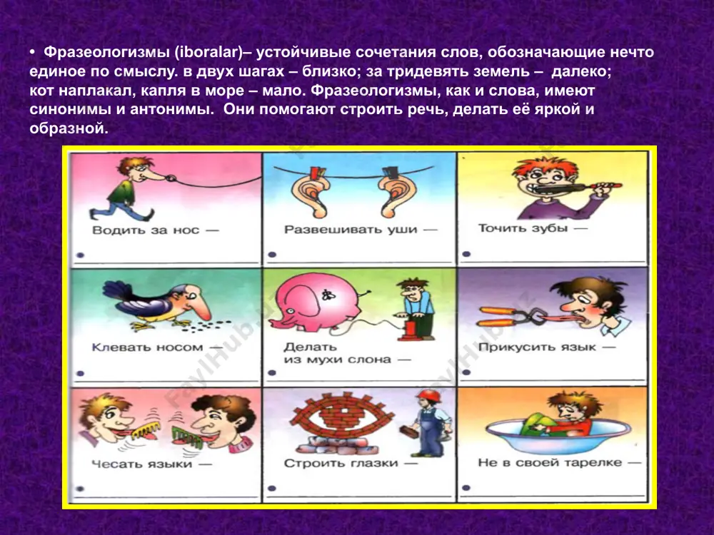 и сказал: - пора нам, тётка, делом заняться. довольно тебе бить баклуши. я хочу из тебя артистку сделать. (а.п.чехов) баклуша - это чурка, специально приготовленная для выделки из неё ложки или чашки. заготовка баклуш считалась самым простым и лёгким делом. его обычно поручали старикам или подросткам, которые целыми днями сидели и били баклуши. во всю ивановскую- громко, изо всех сил, что есть мочи кричать, голосить, храпеть на траве, раскинувшись на войлоке и прикрывшись полушубком, лежал человек, который храпел во всю ивановскую. (д.в.григорович) в 16-17 вв. указы русских царей зачитывались на городских площадях. в москве на ивановской площади, которая была шумная и многолюдная, дьяки, читавшие указы, старались заглушить своим голосом гомон толпы. им приходилось не читать, а кричать на всю площадь. зарубить на носу - запомнить крепко- накрепко, раз и навсегда ты заметь себе правило в жизни и заруби это себе на носу: никогда не становись на второе место. (м.пришвин) зарубить …