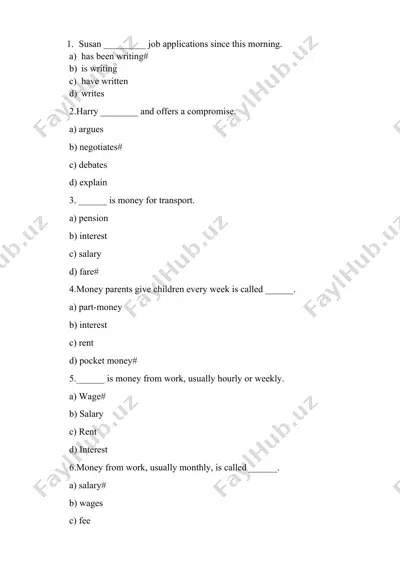 test savollar to'plami — DOCX
