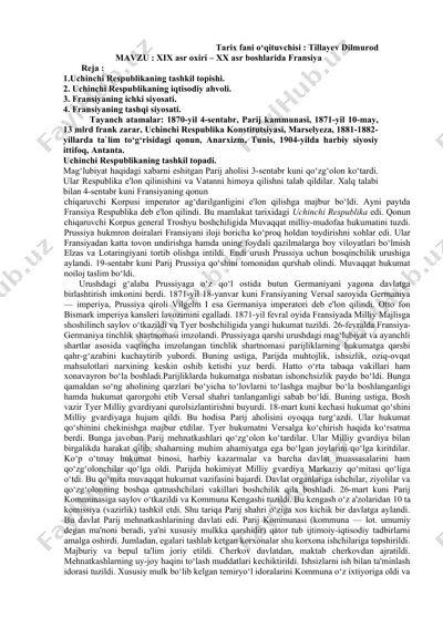 fransiyaning xix asr oxiri - xx asr boshlarida — DOCX