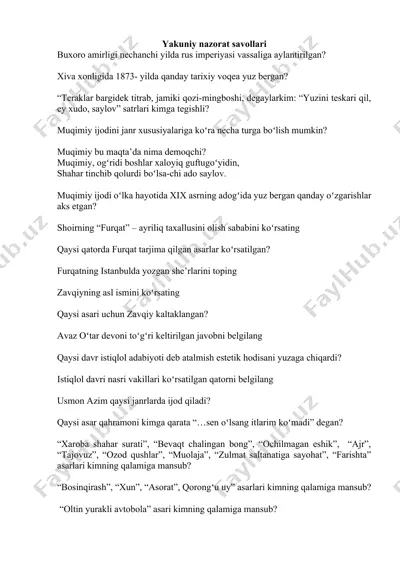 yakuniy nazorat savollari — DOCX