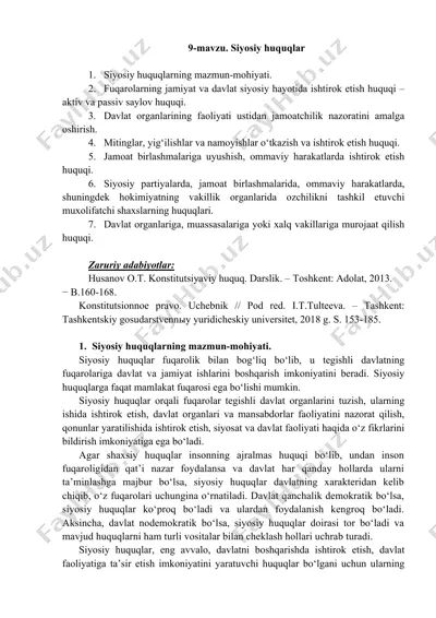 siyosiy huquqlarning mazmun-mohiyati — DOC