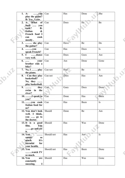 english grammar exercise — DOC