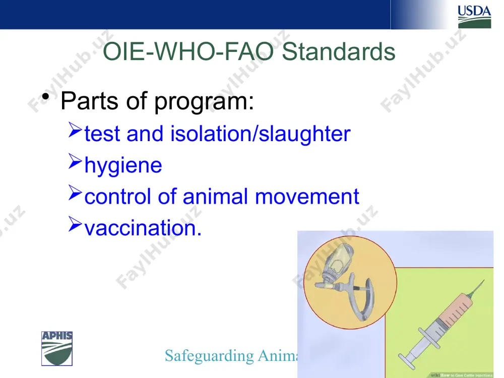 uccess. owners are often poorly informed about disease transmission and recommendations, such as separation of parturient animals, can be difficult or impossible to implement. antibiotic treatment of known infected animals, or of those which are potentially exposed to them, has not been commonly used and it should be ruled out as an option in the control of brucellosis. a limited number of studies have shown rapid reductions in the incidence of brucellosis when the herd of flock was treated but this procedure is considered to be restricted in practice. treatment has been used in animals of special breeding value, but because of the uncertain outcome it is not generally recommended. farm implements used for handling contaminated material should be disinfected cleaning is removal of organic matter off surface---use soap and water disinfecting is using chemicals or heat to remove the pathogens that remain 20 hygiene-prevention education careful selection of replacement …
