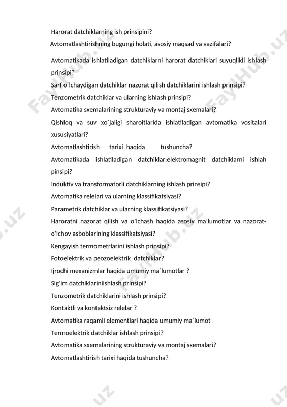 tizimida qo'llash sharoitlari? induksion, fotoelektrik va pezoelektrik datchiklarning ishlash prinsipi?