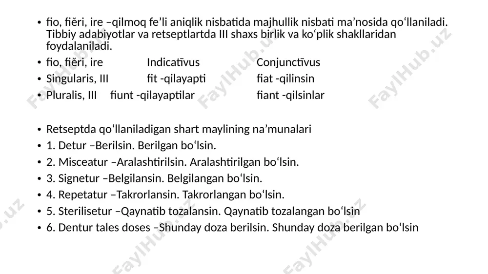 yidan 20 ml qaynatib tozala 8. dibazol va papaverindan berilgan bo‘lsin 9. 6 miqdordagi shamcha berilgan bo‘lsin 10. evkalipt moyidan berilgan bo‘lsin 11. amidopirin eritmasidan berilgan bo‘lsin 12. valeriana ildizi damlamasidan ber 13. novokain eritmasini qaynatib tozala 14. surtma dori tayyorlangan bo‘lsin 15. ekstrakt berilsin 16. qin uchun shamcha berilsin все предлоги в латинском языке употребляются только с двумя падежами: с винительным падежом и аблятивом. управление предлогов в русском языке не совпадает с л а т и н с к и м. поэтому вам необхо­димо запомнить, в каком падеже надо ставить слово, зави­сящее от того или иного предлога. каждый предлог упот­ребляется с определенным падежом. почти все нижеприве­денные предлоги вы уже встречали в роли приставок и, сле­довательно, вам известны их значения. предлоги, употребляемые с винительным падежом: ad до, при, для ad 20,0 до 20,0 ad usum internum для внутреннего употребления ad decubitum при пролежнях contra против contra tussim против кашля inter …