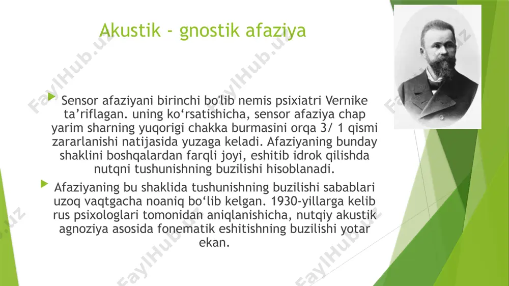 iv agrammatizm va disgrafiyani bartaraf etish ustida ish olib boriladi. fonematik eshituvni tiklash. fonematik eshituvni tiklash bo yicha olib boriladigan maxsus ishlar quyidagi bosqichlar asosida amalga oshiriladi: birinchi bosqich — differensiyasi (farqlash), uzunligi, ovozi va ritmik rasmi bo‘yicha keskin farq qiladigan so‘zlar. masalan: uy - belkurak, gul- velosiped, mushuk -mashina, bayroq -qarg‘a, koptok -daraxt, bo‘ri- uchuvchi, sher-samolyot va hokazo. logoped awal bir-biridan keskin farq qiluvchi so‘zlarni alohida beradi (masalan, uy-belkurak), berilgan har bir juft so‘zlarga mos rasmlar tanlaydi va aniq yozuv bilan alohida qog‘ozlarga tegishli so‘zlarn yozadi. so‘ng shu so‘zlarni diqqat bilan eshitishni talab etadi, bunda bemor rasmni va yozilgan so'zni ovozli obrazi nisbatini aks ettirishi lozim. ya’ni bemor logoped topshirig'i bilan yo u yoki bu rasmni tanlashi kerak va rasmni yozma so‘z tagiga yoki yozma so‘zni rasmning tagiga qo‘yishi kerak. fonematik eshituvning qo‘pol buzilishida olib boriladigan mashg'ulotlaming birinchi bosqichida bemorga beriladigan so`zlar to‘rttadan oshmasligi kerak. so‘ng logoped mashg‘ulotdan mashg'ulotga …
