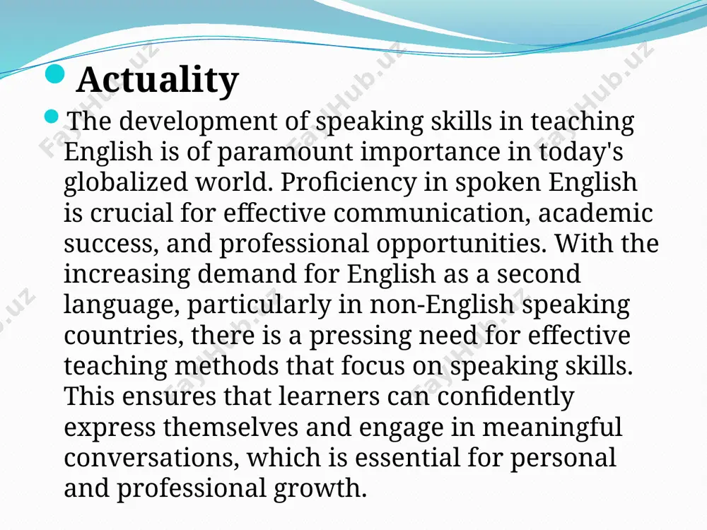 e.g., travel, hobbies, daily routines) to provide context and relevance. integrated skills: combine speaking with listening, reading, and writing activities related to the theme to enhance overall language proficiency. 4. use of technology language apps: incorporate apps and online platforms that provide interactive speaking exercises and instant feedback. multimedia resources: utilize videos, podcasts, and audiobooks to expose students to different accents, dialects, and speaking styles. 5. project-based learning (pbl) collaborative projects: assign group projects that require students to research, discuss, and present on a topic. public speaking: encourage students to deliver presentations or speeches, helping them build confidence and public speaking skills. 6. fluency activities timed conversations: engage students in timed speaking activities to encourage quick thinking and fluency. debates and discussions: organize debates or discussions on various topics to promote spontaneous speaking and critical thinking. 7. pronunciation practice phonetic drills: conduct pronunciation exercises focusing on specific sounds, stress patterns, …