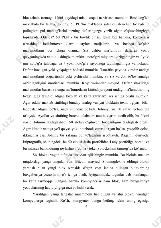 gan va shu blokni yaratgan kompyuterga tegishli. xo'sh, kompyuter bunga befarq, lekin uning egasiga emas. hisoblash kuchi yordamida va yangi blok yaratish orqali muammoni hal qilishning bu harakati konchilik deyiladi.. bu nom oltin qazib olish uchun shaxtada toshni maydalash harakatiga o'xshashligidan kelib chiqqan. qattiq mehnatdan so'ng, kompyuter kriptografik muammoni hal qila oladi va blok yaratadi. mukofot sifatida u o'sha blok bilan bog'liq bo'lgan bitcoinni oladi va tasodifan vagonga (toshga) "toshni maydalash" paytida qilingan barcha bitimlarning yozuvlarini qo'yadi. shunday qilib, hamma narsa kerakli tarzda oqadi va hamma narsa to'g'ri ishlaydi. tugunlar blockchain -ning to'liq nusxasini o'z ichiga olgan maxsus mashinalar, kompyuterlar yoki serverlardir. bundan tashqari, blockchain qanday ishlashiga qarab, ular doimiy ravishda ma'lumotlarni uzatish uchun yangi bloklar yaratadilar. ko'p odamlar tugunlarning ishlashidan manfaatdor nima? shubhasiz, foyda. bitcoin holatida energiya sarfi katta. ushbu blockchain o'ylab topilganligi sababli, yangi bloklarni yaratish uchun hisoblash quvvatini oshirish kerak. lekin har safar yangi blok yaratilganda, yangi …
