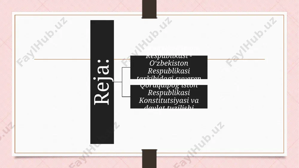 tutsiyasining ustivorligini tan oladi. bu birinchi navbatda qoraqalpog‘iston konstitutsiyasi va qonunlarini tamoyil va moddalari mos kelishi kerakligini anglatadi. qoraqalpog‘iston respublikasi konstitutsiyasi, o‘zbekiston respublikasi konstitutsiyasiga mos kelishi o‘zbekiston va qoraqalpog‘iston o‘rtasidagi davlat-huquqiy munosabatlari bilan chambarchas bog‘liq. o‘zbekiston respublikasi qonunlari qoraqalpog‘iston respublikasi hududida ham amal qilishi majburiydir. huquqiy davlatning asosiy belgilaridan biri-davlat yagona huquqiy siyosat va qonun qo‘llash bilan har ikkala respublikada ham yagona qonunlarga tayanishni talab qiladi. huquqning barcha tarmoqlari o‘zagida o‘zbekiston qonunlari mujassamlashtirilgan bo‘lib, qoraqalpog‘iston hududida ham amal qilishi mustahkamlangan. konstitutsiyaviy nazorat qo‘mitasi qoraqalpog‘iston respublikasi jo‘qorg‘i kengesi tomonidan siyosat va huquq sohasidagi mutaxassislar orasidan konstitutsiyaviy nazorat qo‘mitasining raisi, uning o‘rinbosari va qo‘mitaning a’zolari tarkibida saylanadi. konstitutsiyaviy nazorat qo‘mitasiga saylangan sudyalarning vakolat muddati 5 yildir. konstitutsiyaviy nazorat qo‘mitasiga saylangan shaxslar o‘z vazifalarini bajarishda daxilsizdirlar va faqat qoraqalpog‘iston respublikasi konstitutsiyasiga bo‘ysunadilar. uni tashkil etish va ish tartibini belgilash qoraqalpog‘iston respublikasining konstitutsiyaviy nazorat qo‘mitasi to‘g‘risidagi qonuni bilan belgilangan. qoraqalpog‘iston respublikasida mahalliy davlat hokimiyat …