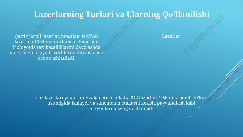 lazerlar va ularning turlari. atom yadrosining tarkibi bogʻlanish energiyasi ,massa deffekti - Page 5