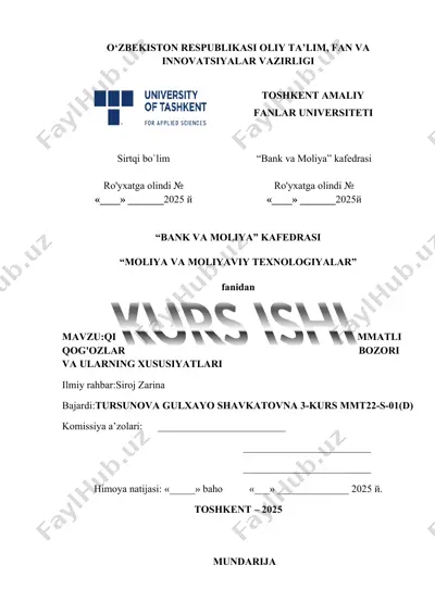qimmatli qog‘ozlar bozori va ularning xususiyatlari — DOCX