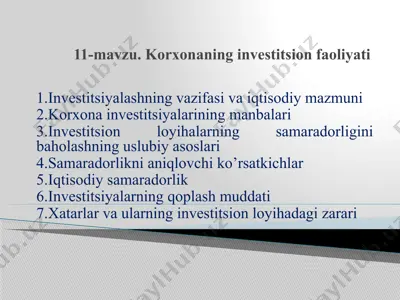 korxonaning investitsion faoliyati — PPTX