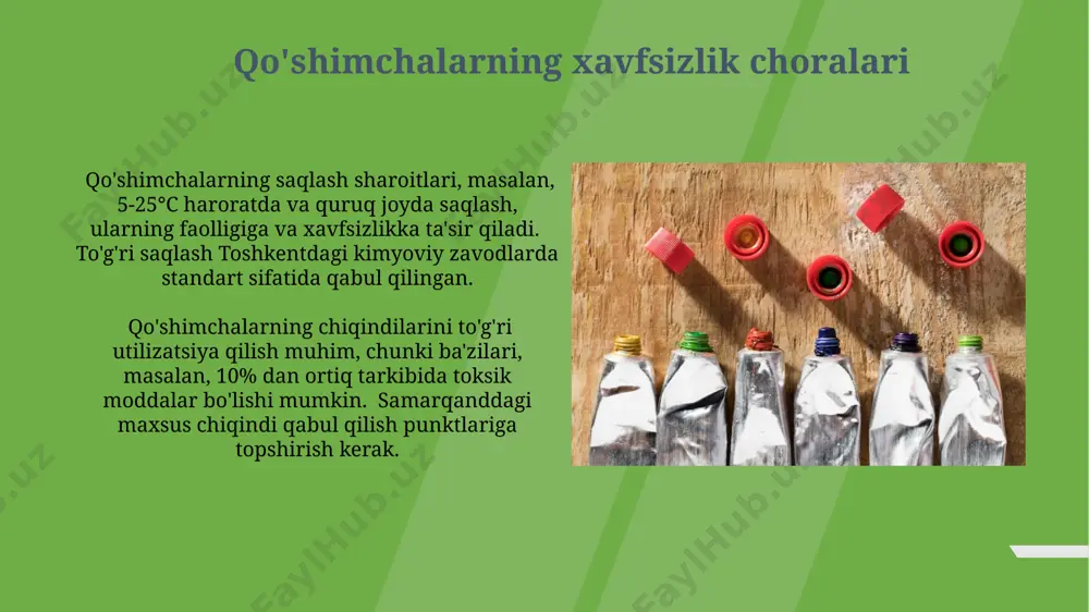 a ishlatiladigan alyuminiy-nikel-molibden katalizatorlari 300-500°c haroratlarda yuqori faollik ko'rsatib, o'zbekiston neftni qayta ishlash zavodlarida keng qo'llaniladi. avtomobil katalizatorlarining asosiy tarkibiy qismi bo'lgan platina, palladiy va rodiy metallarning 1 grammiga 1000 aqsh dollaridan yuqori narxi katalitik konvertorlarning yuqori qiymatini belgilaydi. qo'shimchalarning tanlanishi va optimallashuvi qo'shimchalarning tanlanishi katalizator yadrosi faolligini 20-30% ga oshirishi mumkin, bu esa germaniyadagi basf kompaniyasining tadqiqotlarida tasdiqlangan. qo'shimcha sifatida ishlatiladigan metallar (masalan, palladiy, platina)ning narxi va mavjudligi qo'shimcha tanlashda muhim omil hisoblanadi, bu esa aqshning kaliforniya shtatining bozor tahlillari bilan tasdiqlangan. qo'shimchalarning katalitik faolligi 200°c haroratda, 0.1% palladiy qo'shilgan temir oksidi katalizatori, amudaryo viloyatida o'tkazilgan tajribalarda, ammiak sintezi uchun optimal faollikni namoyon qildi. qo'shimcha sifatida ishlatilayotgan 0.5% ruteniy, farg'ona vodiysidagi sintetik tolalar ishlab chiqarishda, polimerizatsiya reaksiyasining samaradorligini 15% ga oshirdi. qo'shimchalarning toksikologiyasi va ekologiyasi 2018-yilgi hisobotga ko'ra, evropa ittifoqida 1000 dan ortiq qo'shimchaning toksikologik xususiyatlari to'liq o'rganilmagan, bu esa atrof-muhit uchun potentsial xavf tug'diradi. qo'shimchalarning ba'zilari, masalan, organo-metall …