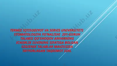 ichimlik suvining sifati va salomatligi — PPTX