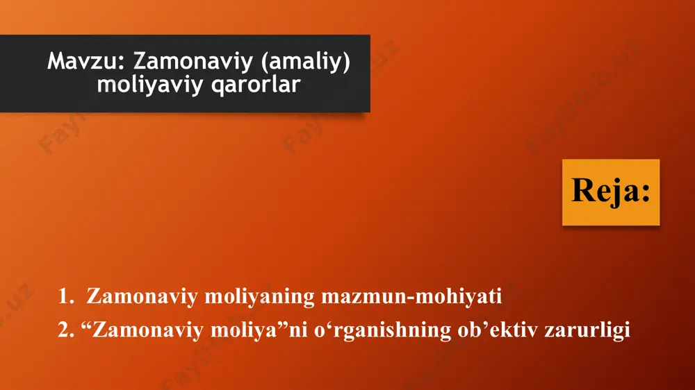 z (joylashtirishingiz) to‘g‘ri bo‘ladimi? agar to‘g‘ri bo‘lsa, aynan qaysi fondga qo‘yish (joylashtirish) kerak? sizga avtomobil kerak bo‘lib qoldi. uni sotib olish kerakmi yoki shunchaki ijaraga olgan yaxshi (ma’qul)mi?. o‘quv yurtida o‘qib yurganingizda siz mardikorlik (masalan, to‘yxona yoki restoranlarda ofitsiantlik) qilib pul topgansiz va o‘qishni tugatgach restoran ochishga ahd (qaror) qildingiz. sizning shunday qilishingizga bu arziydimi? umuman, bu to‘g‘ri bo‘ladimi? buning uchun qancha mablag‘ talab etiladi? siz bu mablag‘ni qayerdan olishingiz mumkin? hayotda moliyaviy maslahatchiga biror masalada maslahat so‘rab muro-jaat qilinadigan vaziyat ko‘p va tez-tez bo‘lib turadi. bugungi kunda ko‘plab xususiy maslahatchilar va maslahat firmalari: bank xodimlari, fond va sug‘urta brokerlari, o‘zaro fondlarning qimmatli qog‘ozlarini sotuvchi kompaniya xodimlari va ko‘plab shu kabi shaxslar shunday xizmatlarni taklif etadilar. ko‘pincha bunday maslahatlar bepul beriladi, chunki yordam so‘rab murojaat qilgan mutaxassis yaqin kunlar (kelajak)da kompaniyaning yoki tegishli mutaxassisning potensial (salohiyatli) mijozi(ga) bo‘lishi (aylanishi) mumkin. image2.png image3.png image5.jpg image6.png image7.png image4.png image8.png image1.png image9.jpeg image10.png