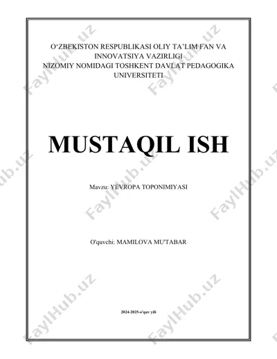 yevropa toponimiyasi — DOCX