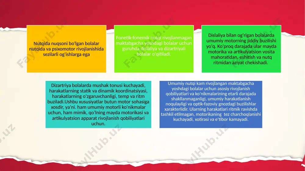 neva 2-3 yoshdagi bolalar uchun o'ziga xos materiallarni taklif etadi: qo'shiqlar, o'yinlar, dumaloq raqslar, metodik usullarni tanlash bolalarning yoshiga va ularning asab-psixik holatining xususiyatlariga bog'liq. chet elda nutq terapiyasi ritmi tuzatish tizimi sifatida defektologlar tomonidan uzoq yillar davomida turli xil kasalliklarga chalingan kattalar va bolalarni tuzatish va davolashda puxta ishlab chiqilgan va qo'llanilgan.shunday qilib, nutq terapiyasi ritmi chet elda turli xil rivojlanish nuqsonlari bo'lgan, shu jumladan nutqiga ega bo'lganlar uchun tuzatish texnikasi sifatida qo'llaniladi. nutq aloqasi jarayonida ko'plab analizatorlar ishtirok etadi, ammo ulardan ikkitasi etakchi rol o'ynaydi: nutq-motor va nutq-eshitish.miya korteksida i.p.pavlovning fikriga ko'ra, jarayonlarning ikkita asosiy guruhi mavjud: atrof-muhit ta'sirini tahlil qilish (tan olish - gnosis) va javob reaktsiyalarini tashkil etish (harakatlar dasturini ishlab chiqish va amalga oshirish - praksis). muayyan dasturga muvofiq nutq a'zolarining harakatlarini avtomatik tartibga solish qayta aloqa tizimi orqali ta'minlanadi. har qanday motor harakati teskari, afferent nazoratsiz amalga oshirilmaydi. ushbu nazoratning nevrologik asoslari vosita markazlarini …
