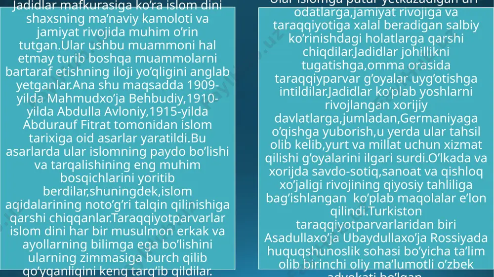 jadid ma’rifatparvarlarining o’lka ijtimoiy-ma’naviy hayotida tutgan o’rni - Page 5