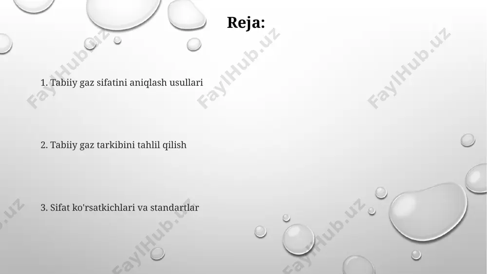 qoʻllaniladi. oʻzbekistonning gaz qayta ishlash zavodlarida spektral tahlil texnologiyasi yordamida 100 dan ortiq turdagi gaz aralashmalarini, jumladan, ogʻir uglevodorodlarni aniqlash va miqdorini aniqlash uchun ishlatiladi, bu esa sifat nazoratini ta'minlaydi. gazning spektral tahlili infraqizil spektroskopiyasi yordamida amalga oshiriladi va bu usul 0,01% gacha bo'lgan nopokliklarni, masalan, oltingugurt birikmalarini aniqlash imkonini beradi, bu esa xalqaro standartlarga (iso 6974) muvofiqdir. energetik qiymatini aniqlash gazning kaloriligini aniqlash uchun gaz xromotografiyasi kabi usullar qo'llaniladi va bu o'lchovlar natijalari, masalan, 7500-8500 kkal/m³ oralig'ida bo'lishi mumkin, bu esa g'arbiy sibir gaz konlari uchun tipik hisoblanadi. energetik qiymatni aniqlashda gazning namligi va boshqa aralashmalarning miqdori ham hisobga olinadi, masalan, 5% dan ortiq oltingugurtli birikmalar mavjudligi uning energetik qiymatini pasaytiradi, bu esa o'zbekiston gaz konlarida uchraydi. tabiiy gazning energetik qiymatini aniqlashda uning tarkibidagi metan (ch₄) miqdori, masalan, 95% dan yuqori bo'lsa, yuqori kaloriliylikni bildiradi va bu rossiya standartlari bo'yicha 8000 kkal/m³ dan yuqori bo'lishi mumkin. kimyoviy tarkib tahlili …