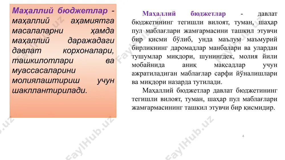 маҳаллий бюджетларнинг моҳияти ва аҳамияти - Page 4
