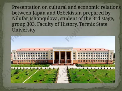 cultural and economic relations between japan and uzbekistan presentation — PPTX