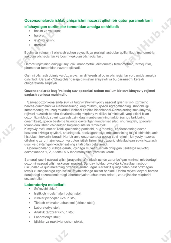 a vaziyatlarning umumiy sababi xavfli gazlarning to'planishi va yong'in xavfsizligi qoidalarining buzilishidir. yong'in yoki gaz qochqinni o'z vaqtida aniqlash uchun qozonxonalarda maxsus nazorat moslamalari to'plamini - gaz detektorlarini o'rnatish kerak. qozonlarni (va boshqa isitish moslamalarini) gazsimon, suyuq va qattiq yoqilg'ida ishlatganda, ishlab chiqarish joylaridagi havo karbon monoksit co va metan ch4 bilan to'yingan bo'lishi mumkin , bu majmua xodimlarining zaharlanishiga olib keladi va portlash xavfini oshiradi. bunday holatlarga yo'l qo'ymaslik uchun qozonxonalarda havoning doimiy sanitariya-kimyoviy monitoringini o'tkazish kerak. bu nazorat gaz analizatorlari tomonidan amalga oshiriladi. havoda ko'p miqdorda uglerod oksidi tezda o'limga olib keladigan zaharlanishni keltirib chiqaradi va metan (garchi zaharli gaz hisoblanmasa ham) o'ta portlovchi hisoblanadi. metan kontsentratsiyasining ruxsat etilgan qiymatlaridan oshib ketishi, hatto zarba yoki portlash kabi atrof-muhit sharoitlarining ozgina buzilishi bilan kuchli portlashni keltirib chiqaradi. shu sababli, qozonxonalarda o'rnatilgan nazorat-o'lchash asboblari (cmd) va avtomatlashtirish soni boshqa barcha ishlab chiqarish sexlari va binolaridan ko'p. qozonxona xodimlarining texnologik savodxonligi …
