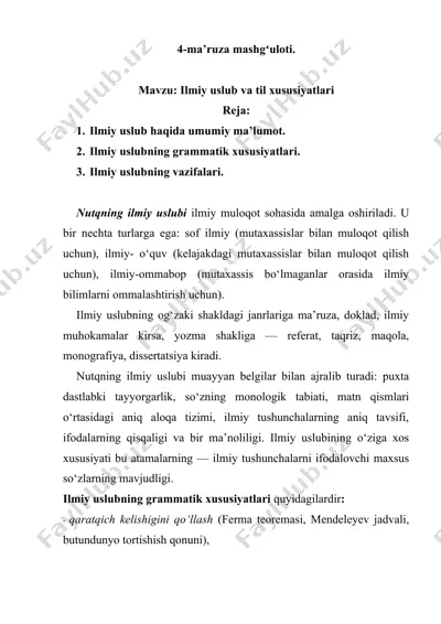 ilmiy uslub va til xususiyatlari — DOC