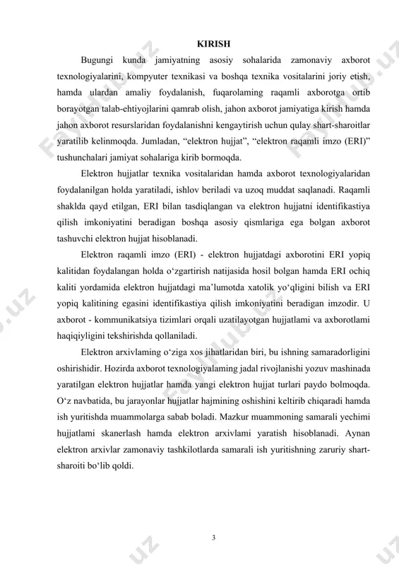 odiy maqbullik: elektron arxivlami tashkil etish uchun katta hajmli maydon zamr emas, ya’ni u katta idora binosini talab etadigan odatiy arxivlardan sezilarli darajada tejamli hisoblanadi. ikkinchidan, tezkorlik: elektron arxivlarda hujjatlar bilan ishlash jarayoni vaqtni sezilarli tarzda tejaydi va tezkorlikni ta’minlaydi, zero axborot texnologiyalari yordamida ko‘plab operatsiyalar amalga oshiriladi, ishlar aniq tartibga solingan boladi, shu bois, zamriy hujjatni qidirish, undan nusxa olish va nashr qilish bir necha daqiqada hal boladi. uchinchidan, ishonchlilik va uzoq muddat saqlanish imkoniyati: barcha raqamli hujjatlar vaqt o‘tishi bilan eskirmaydi, yaroqsiz holatga kelmaydi, o‘zining foydalinishga loyiqlilik sifatlarini yo‘qotmaydi, elektron nusxalami tashish yuqori sifatli magnito-optik disklar orqali amalga oshiriladi, ushbu disklaming kafolat muddati tugagunga qadar ulardagi ma’lumotlar boshqa tashuvchiga bir necha daqiqada ko‘chirib o‘tkazilishi mumkin. ma’lumki, qog‘oz asosli hujjatlar yillar davomida ishlatilib, eskirganda yaroqsiz holatga kelib qoladi. shuningdek, elektron arxiv tizimning asosiy muammosini hal etish imkoniyatini beradi. bundan tashqari, elektron arxiv tizimi ma’lumotlami ruxsatsiz qo‘lga kiritish, ehtiyotsizlikdan yoki …