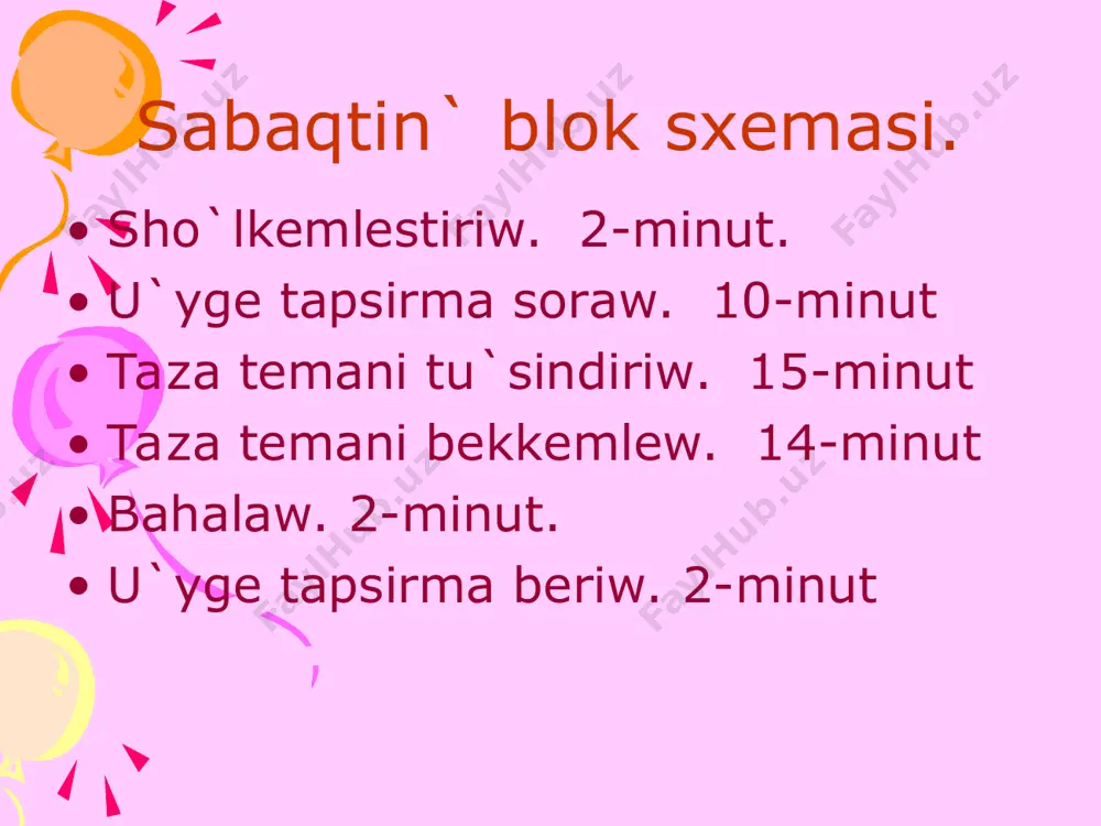 gormonlar sintezine ha`m idirawina ta`sir etedi. jumisqa bolg`an qa`biletlilikti asiradi. ku`nine ha`r tu`rli vitaminlerdin` birneshe milligrami g`ana jeterli. fermentlerdin` quraminda bolip, bioximiyaliq, fiziologialiq protseslerge qatnasadi. vitaminler suwda eriutug`in mayda eriytug`in с а d в в в в 1 12 2 6 е н к organizmdegi vitaminler konsentratsiyasinin` buziliwi. gipovitaminoz-organizmdegi vitaminlerdin` jetispewshiligi. gipevitaminoz-organizmdegi vitaminler quraminin` artiwi.(a ha`m d vitaminlerinin` artiwi organizmdi awiriwg`a shatildiradi) avitaminoz qandayda bir vitaminnin` uliwma jetispewshiliginen kelip shig`adi. vitamin a epiteliy toqimasinin` rawajlaniwin, o`siwin ta`miyinleydi. fermentler jumisin ku`sheytedi. ko`z o`tkirligin jaqsilaydi. o`siw vitamini depte ataydi. haywan o`nimlerinde, bawir, sari may, baliq mayinda ko`p boladi. o`simliklerde geshir, asqabaq, mazali qizil burish, erikte ko`p boladi. bir ku`nlik mug`dari 1-1,5mg. qizil pigment-karotin karotinoidlar ( lat. carota-geshir, ha`m grek eidos-tu`r), qizgish ha`m sarg`ish tabiyiy pigmentler jiynag`i. ta`biyatta: kishi organlar ha`m o`simliklerde du`ziledi. fotosintez protsesine qatnasadi. miywelerge, gu`zgi japiraq tu`sine ren` beredi. adam organizmine awqat penen tu`sken karotinoidlardan a vitamini du`ziledi. sizge a …