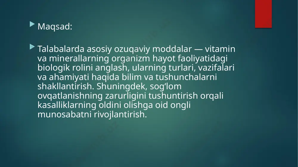 asosiy ozuqaviy moddalar — vitamin va minerallarning biologik roli - Page 4