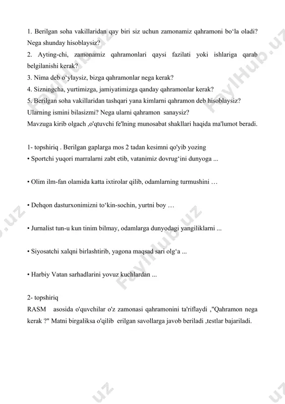 "zamonamiz qahramonlari" dars ishlanmasi - Page 4