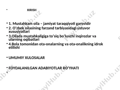 mustahkam oila va jamiyat taraqqiyoti — PPT