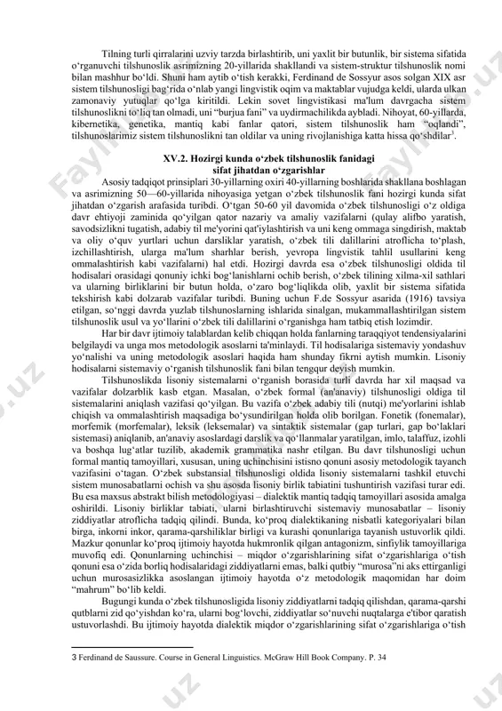 avri bosib o‘tilgach, dalil va hodisalarning o‘zaro ichki munosabatlarini o‘rganishni, shu munosabatlar asosida har bir dalilning mohiyatini aniqlashni o‘z oldiga maqsad qilib qo‘ygan ikkinchi bosqich kurtaklari shakllana boshlaydi. demak, birinchi bosqich fanning keng yo‘lga chiqib olishini belgilovchi ijtimoiy ehtiyoj vazifasini o‘taydi. xx asr boshlarida yevropa ilmiy-falsafiy ta'limotiga f.gegel dialektik usulining keng kirib borishi, fizikada to‘ntarish hisoblangan a.eynshteyn nisbiylik nazariyasining shakllanishi va rivoji, turli fanlar sohasida bo‘lgani kabi, tilshunoslikka ham katta ta'sir ko‘rsatdi. xx asr fanidan mustahkam o‘rin olgan dialektik usulning mohiyati shunda ediki, bu usul tadqiqotchilarini narsa va hodisalarning bevosita tashqi kuzatilishida (ko‘rish, eshitish, o‘lchash kabilarda) aks etadigan xususiyatlarini tavsiflash bilan chegaralanmaslikka, balki bu xususiyat va xossalar zaminida yotgan mohiyatiy aqlan anglashga hamda tushuntirishga undadi. dialektika, metafizikadan farqli o‘laroq, borliq va ongning rangba-rang xususiyatlari har doim o‘zaro aloqadorlik, bog‘liqlikda olib o‘rganilmog‘i lozimligini ko‘rsatadi hamda turli fanlarning tadqiqotchilariga narsa va hodisalarning mohiyatini ochib berishga xizmat qila oladigan umumiy gnoseologik qonun va …