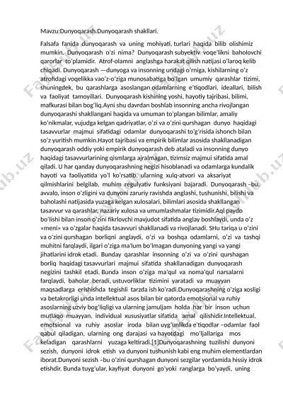 dunyoqarash shakllari — DOCX