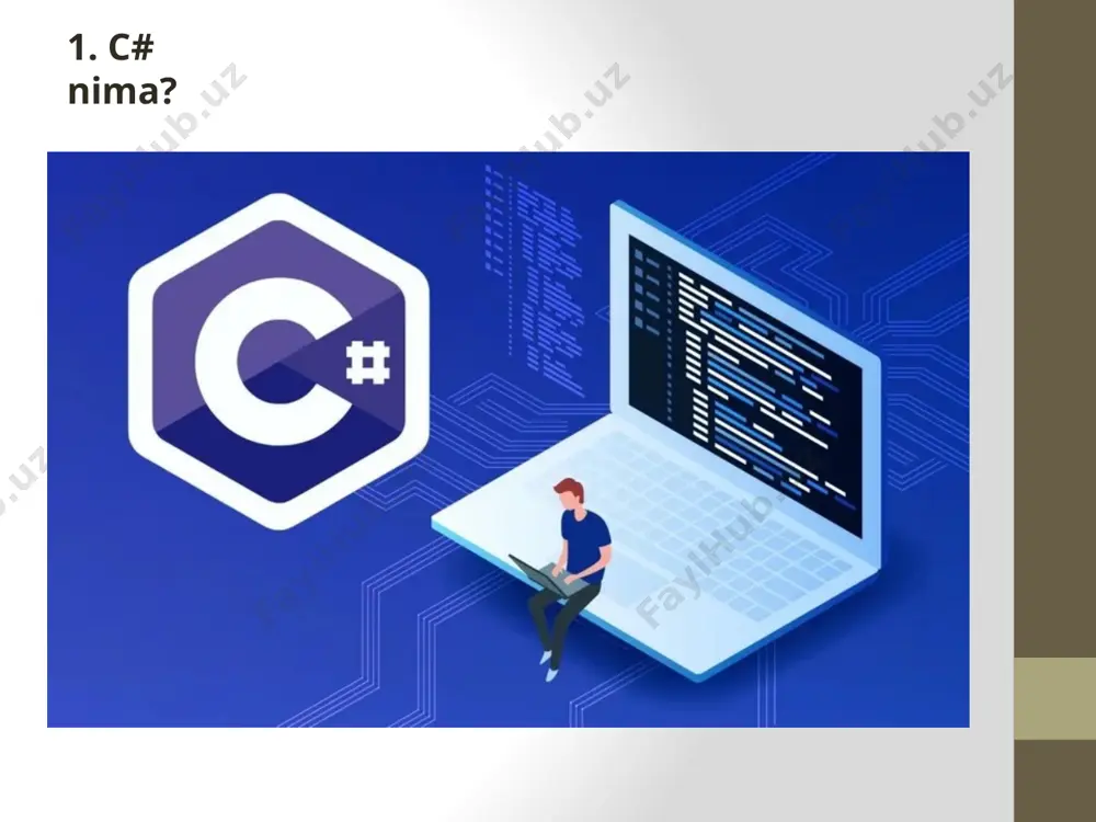 bo'lgan c ga o'xshash narsa bilan taqqoslang. c# bularning barchasini avtomatik tarzda siz uchun hal qiladi. c# − bu c ga o'xshash sintaksisga ega til va bu jihatdan c++ va java ga yaqin. shuning uchun, agar siz ushbu tillardan birini yaxshi bilsangiz, c# ni o'rganish osonroq bo'ladi va aksincha, agar siz c# o’rgansangiz boshqa dasturlash tillarini hech qanday qiyinchiliklarsiz o’rgana olasiz. c# da sintaksis juda tabiiy va o'qilishi oson. shuningdek, har bir blok va kod bayonotini aniq ajratish uchun qavslar va nuqta-vergullardan foydalaniladi. menimcha, bu o'qishni osonlashtiradi (garchi ba'zi odamlar ularni keraksiz sintaksis deb ta'kidlashadi). bundan tashqari, c# − ni ishlatadigan ulkan ishlab chiquvchilar jamoasi mavjud, ya'ni internetda c# − ni o'rganish va o'zingizni qiziqtirgan savollarga javob olish uchun juda ko'p manbalar mavjud. 2. yaxshi ish istiqbollari agar siz ishlab chiquvchi sifatida ishlash uchun kod yozishni o'rgansangiz, c# bu juda yaxshi tanlovdir. bu korporativ dasturlar uchun juda mashhur dasturlash tili, …