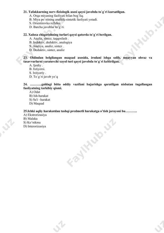 umumiy psixologiya fanidan oraliq nazorat - Page 4