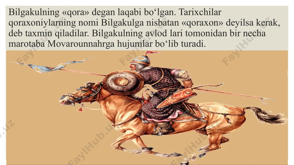 vrida ham markazdagi (dargohdagi) boshqaruv tizimiga katta e’tibor berilgan. bunda dargoh, ya’ni oliy hukmdor bilan viloyatlar, fuqarolar o‘rtasidagi munosabatlarni uyg‘unlashtirib turuvchi hojiblar faoliyati alohida o‘rin tutgan. somoniylardan farqli ravishda qoraxoniylar davrida hojiblar, asosan, oliy hukmdor, viloyat hokimlarining davlat va raiyat ishlari bo‘yicha eng yaqin maslahatchilari hisoblanganlar image3.jfif image4.jpg image5.png image6.png image7.png image8.jpg image9.jpg image10.png image11.jfif image12.jpg image13.png image14.jfif image15.png image16.jfif image17.jpg image18.jfif