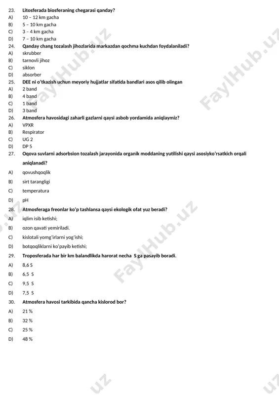 sanoat ekologiyasi test savollari - Page 4