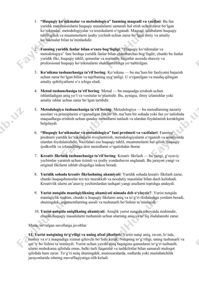 "huquqiy ko‘nikmalar va metodologiya" — DOC